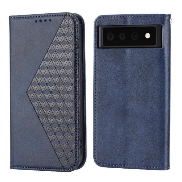Funda Flip FOXDOCK para Google Pixel 6 Pro , Estilo Billetera con Diseño Rombo, Correa de Mano y Soporte, Uso Diario