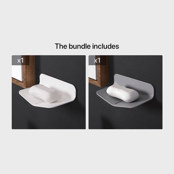 1pc Wall-mounted V-shaped Soap Dish, Punch Free Soap Holder, Soap Rack For Bathroom & Kitchen, 3.19"x2.17"