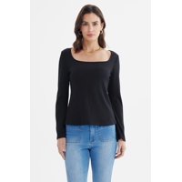 Fashionspark - Polera Mujer Escote Bardot Rib Negro