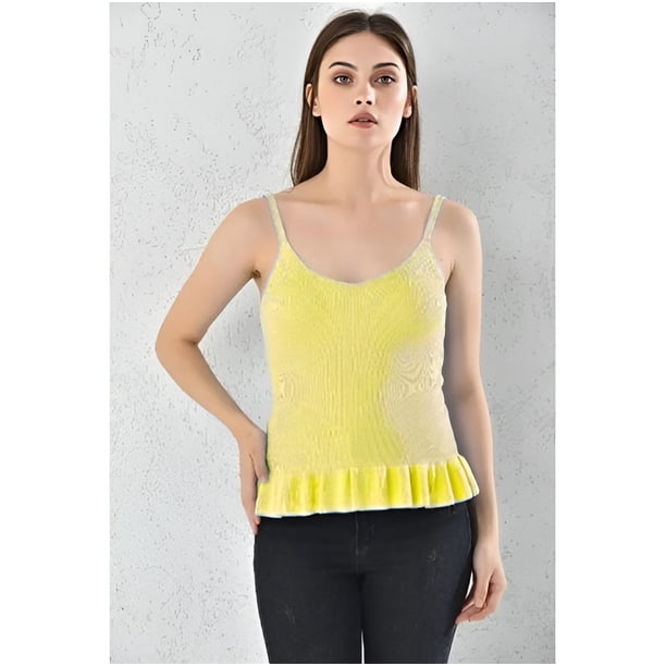 Body Mujer Amarillo Con Vuelo Sin Mangas Talla S