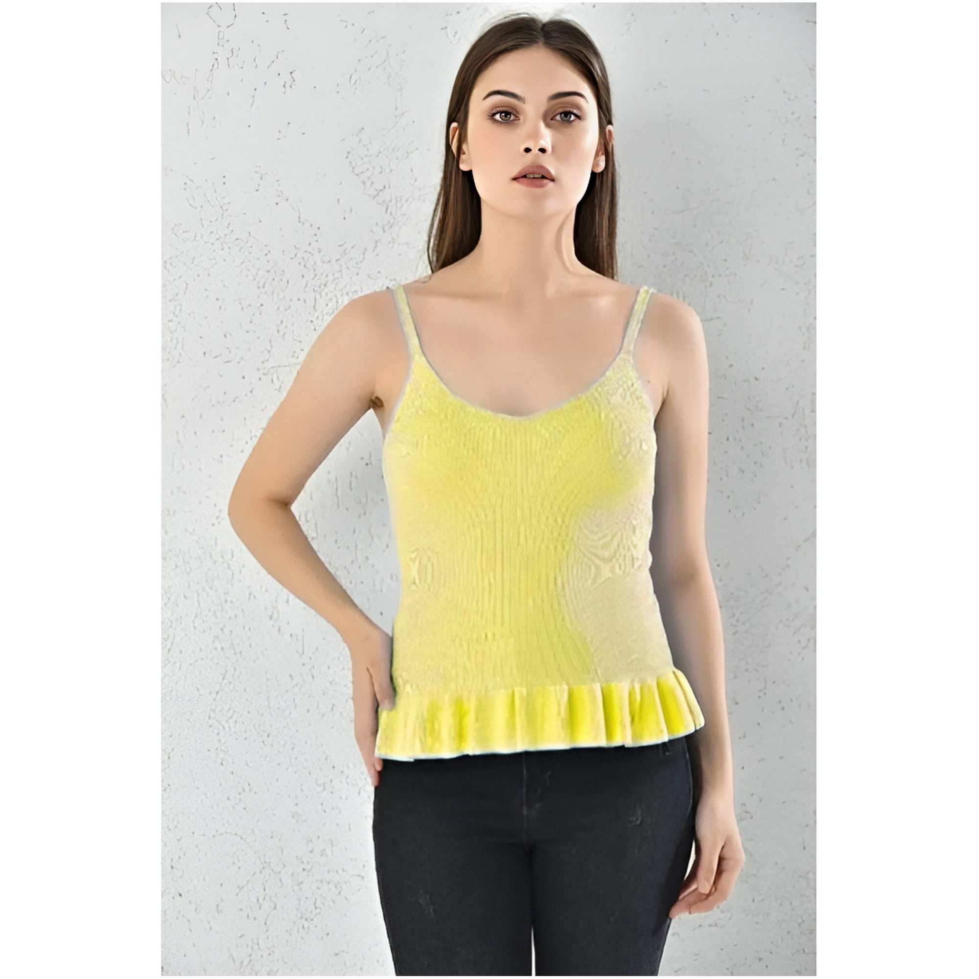 Home Fashion - Body Mujer Amarillo Con Vuelo Sin Mangas Talla S