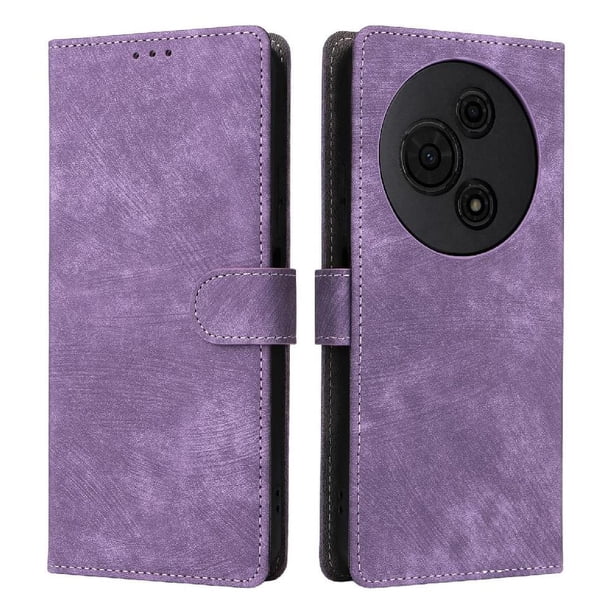Funda Billetera para TCL 605 con Soporte - Cartera de Cuero con Ranuras Morado