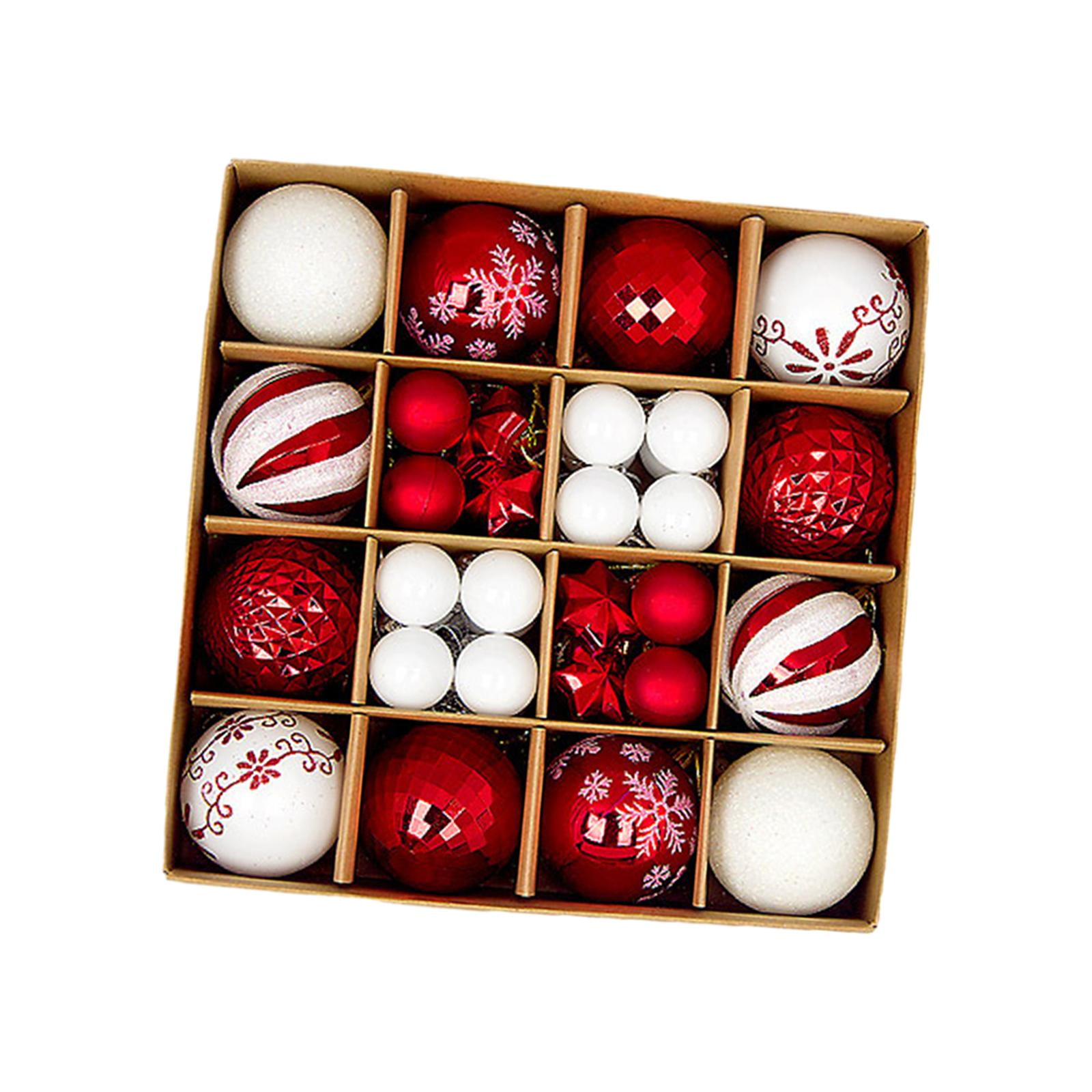 Magideal - 44 Uds Bolas De Navidad Adornos Adornos Decoración De Árbol De Navidad A Granel Bolas De Navidad Decorativas De 3-6cm Para Festival De Aniversario Rojo Y Blanco