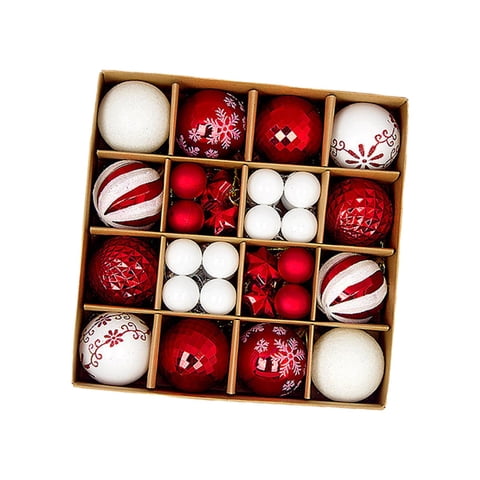 Magideal - 44 Uds Bolas De Navidad Adornos Adornos Decoración De Árbol De Navidad A Granel Bolas De Navidad Decorativas De 3-6Cm Para Festival De Aniversario Rojo Y Blanco