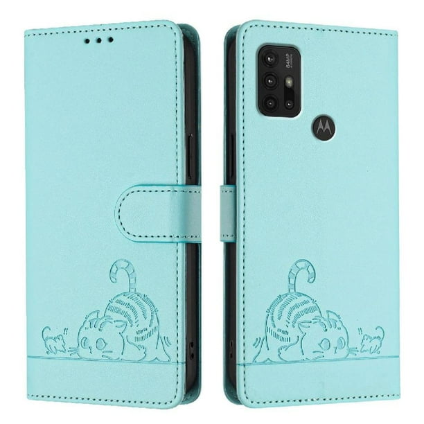Funda tipo cartera FOXDOCK para Motorola MOTO G30/G10/G20 con soporte, ranuras, RFID, diseño de gato