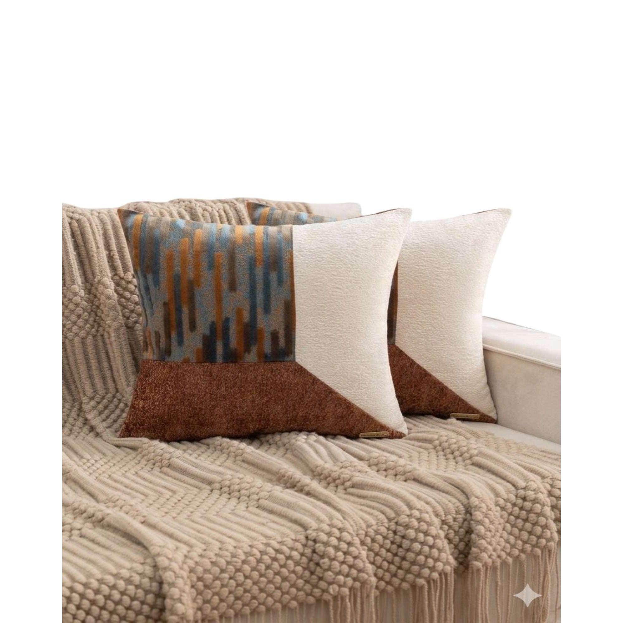 Genérico - Kit De 2 Fundas De Cojin Chenille De Empalme Multicolor 3