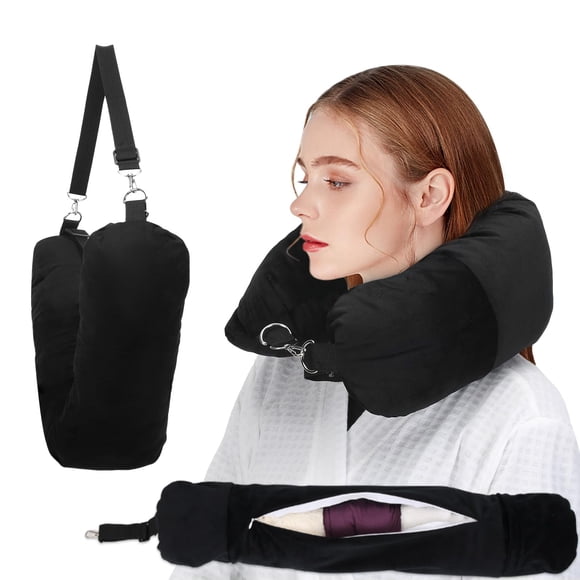 Almohada de Cuello NK HealthCare Rellenable Negra para Viaje