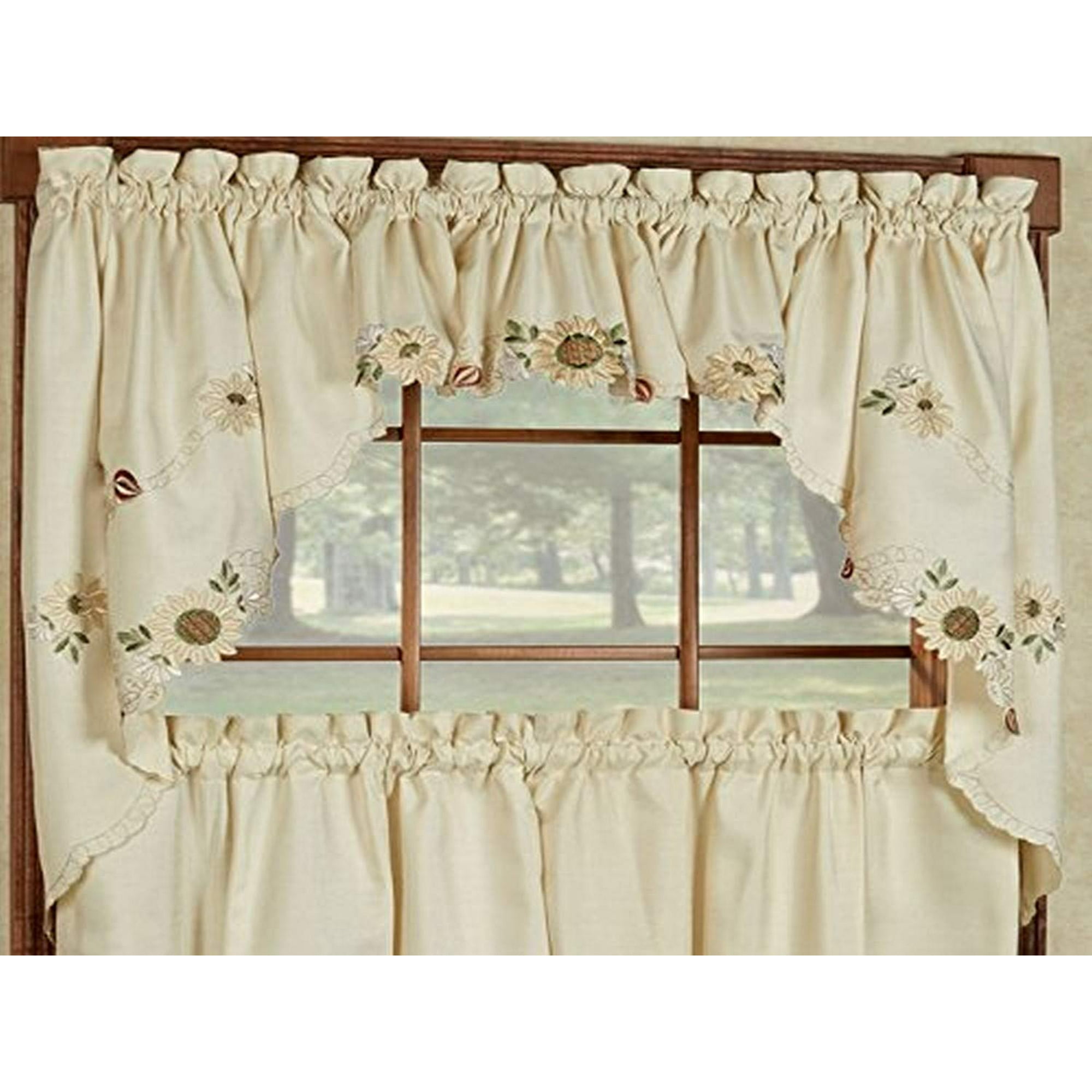 Cortinas De Cocina Sweet Home Collection Sunflower Cream Swag