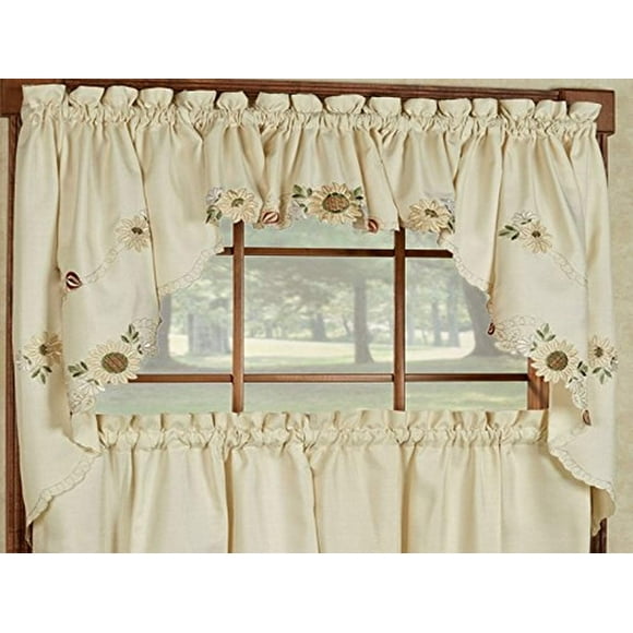 Cortinas de cocina Sweet Home Collection Sunflower Cream Swag