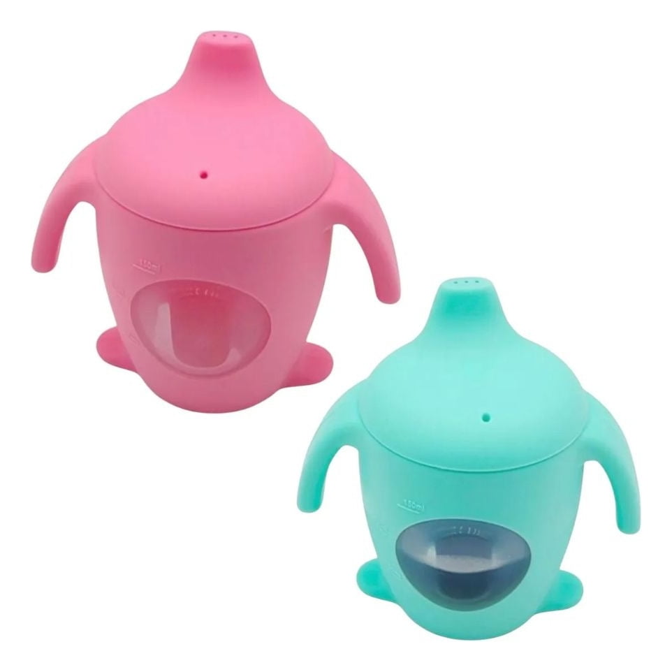 Genérico - Set 2 Vasos Antiderrame Con Boquilla Asa Divertido Bebe Lau