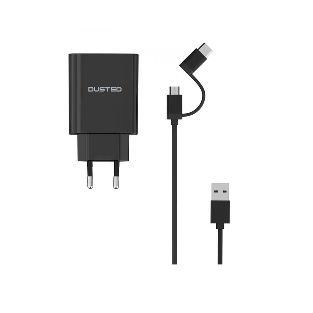 Dusted - Cargador Rápido Qc3.0 Delgado Con Cable 2-en-1