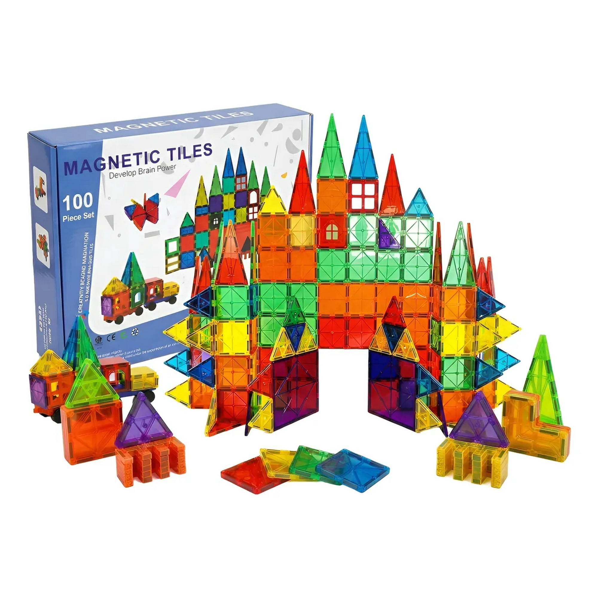 Set De Construcción Magnético Imán 100 Piezas Magnetic Tiles