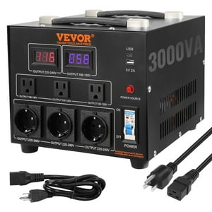 Transformador Convertidor De Voltaje Vevor 3000W 110V/220V Con Enchufes