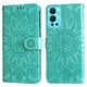 thumbnail image 1 of Funda tipo cartera FOXDOCK para Infinix Hot 12 , diseño girasol en relieve, cuero PU, cierre magnético, soporte y tarjetero, 1 of 5