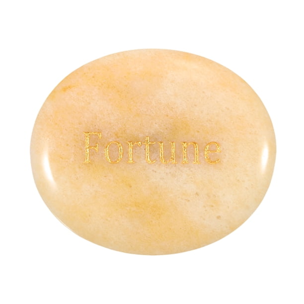 Uxcell Piedra de Preocupación Natural para el Pulgar, Piedra de Cristal Ovalada de 1.8"x1.5" con Palabras Inspiradoras, Roca de Bolsillo Cristales de Ansiedad para Mujeres, Amarillo Puro (Estilo 35)