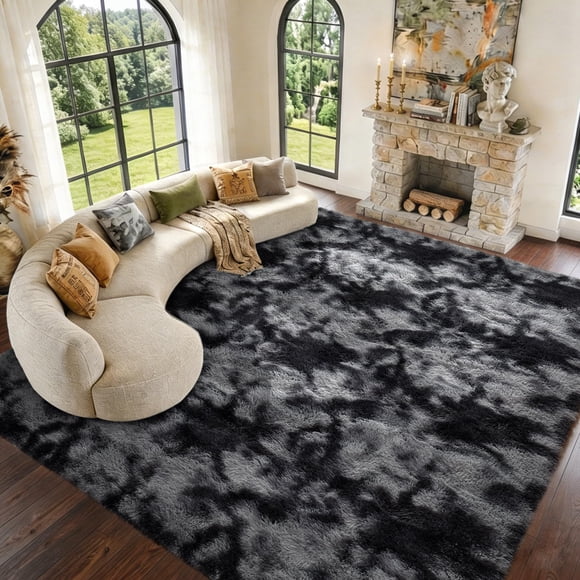 Alfombra simpWalnut 244x183 cm Tie‑Dye gris oscuro