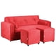 thumbnail image 3 of Sofá Vivo 3 Cuerpos Más 2 Pouf Felpa Rojo, 3 of 5