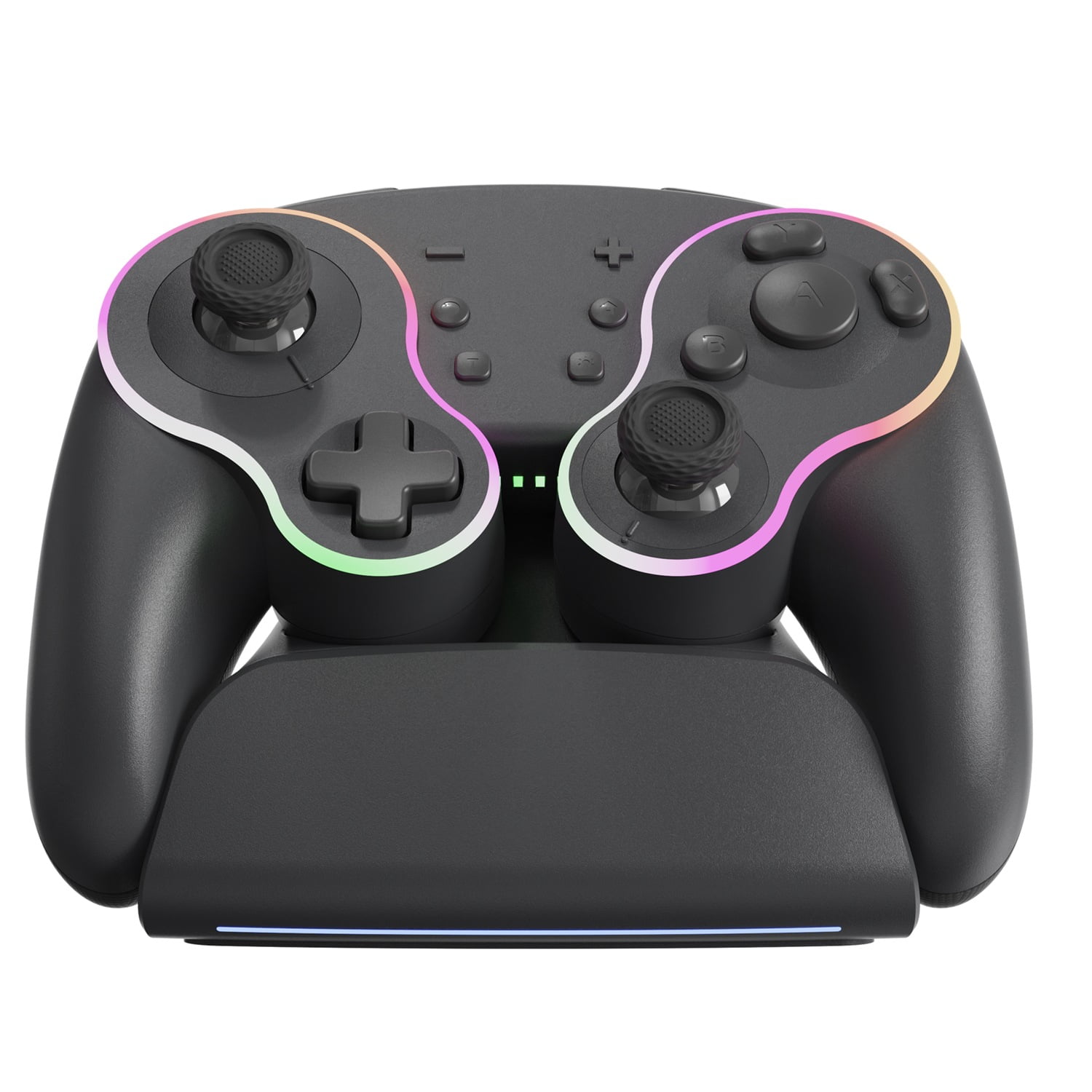 Controlador Inalámbrico Aaronmei Rgb 6 Ejes Vibración Doble Motor Turbo Programable Negro