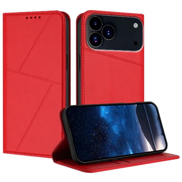 Funda Cartera Magnética para iPhone 17 Pro Protección Antichoque con Ranuras Rojo