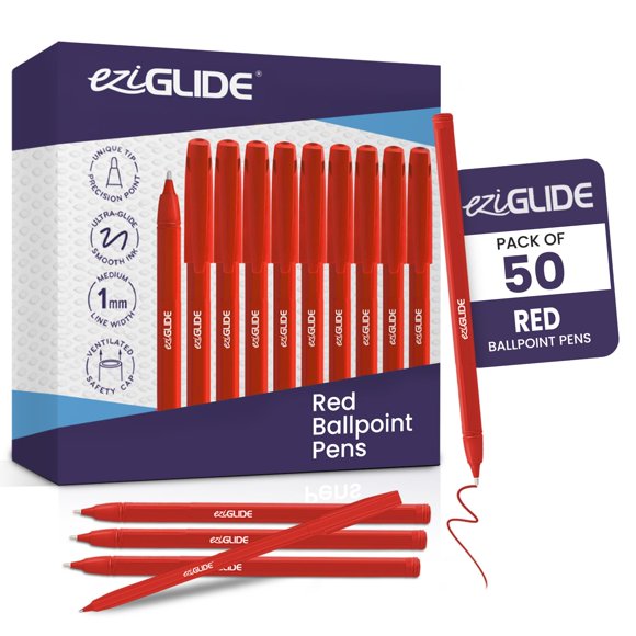 Bolígrafos de Bola EziGlide 50 Unidades Rojo 1,0 mm Punta Media