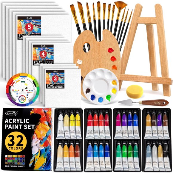 Set de Pintura Acrílica ARTALLY, 32 Colores, 22 ml, 62 Piezas