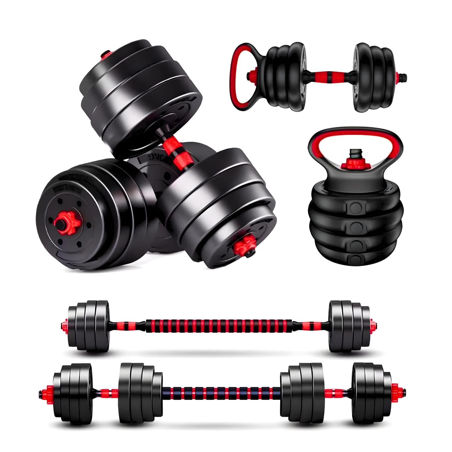 Yep - Set Mancuernas Barra Rusa Ajustables 20 Kg 4 En 1 Negro Negro