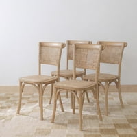 Pack 4 Sillas Crossback Tejida Madera Rattan Natural Venhoouse