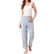 thumbnail image 2 of Pantalones de pijama de algodón a cuadros para mujer con cintura elástica y bolsillo para un sueño cómodo L Azul a cuadros, 2 of 6