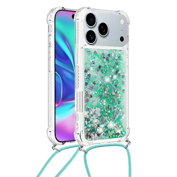 Funda FOXDOCK para iPhone 17 Pro con Cuerda Ajustable, Brillo Líquido, Protección Antigolpes y Lente – Ideal para Regalo