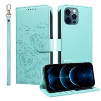 Funda Billetera Foxdock Compatible Con Iphone 12 Pro, Diseño Perrito Tierno, Ranuras Para Tarjetas Y Soporte Plegable