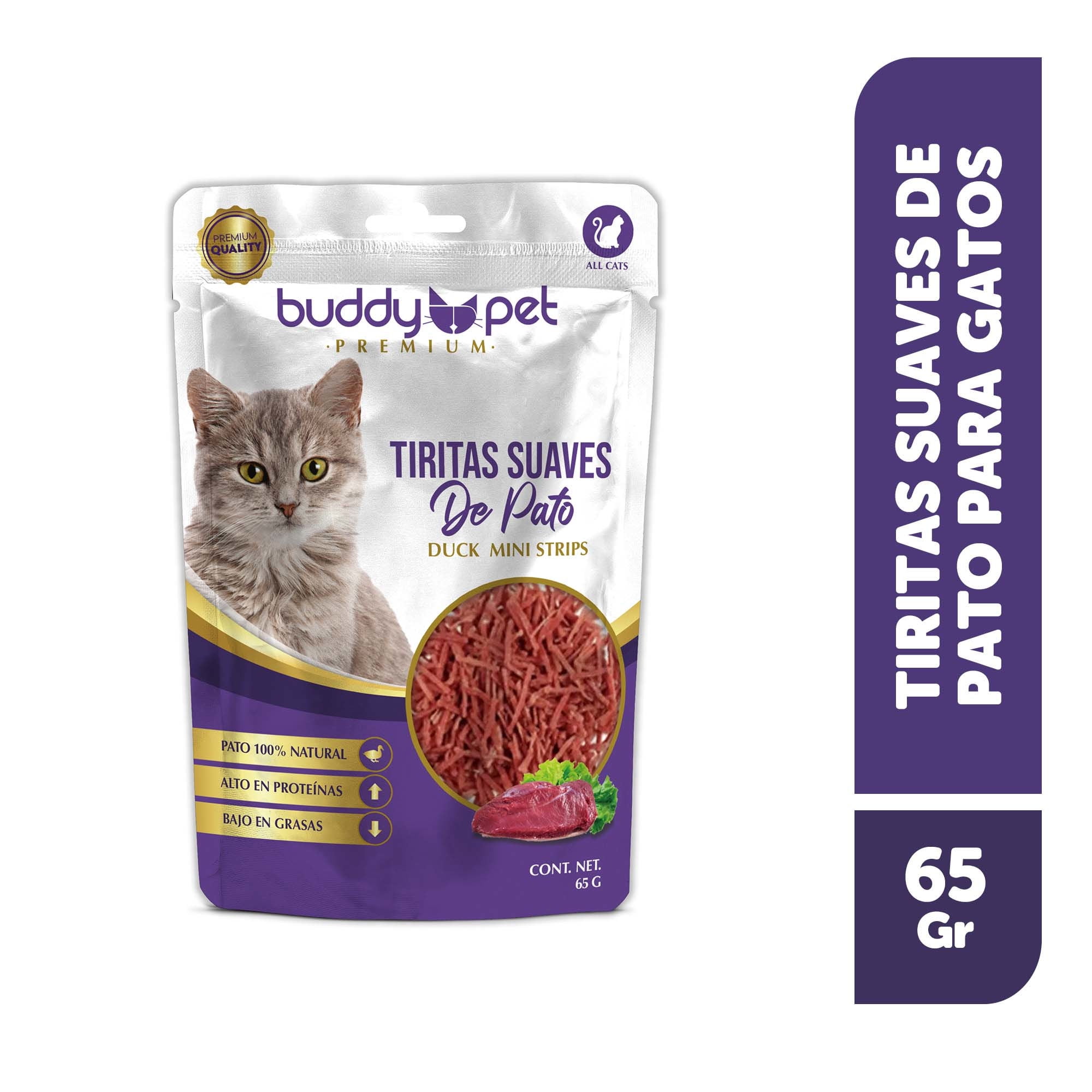 Alimento Húmedo Para Gato Tiritas Suaves De Pato 65 g Buddy Pet