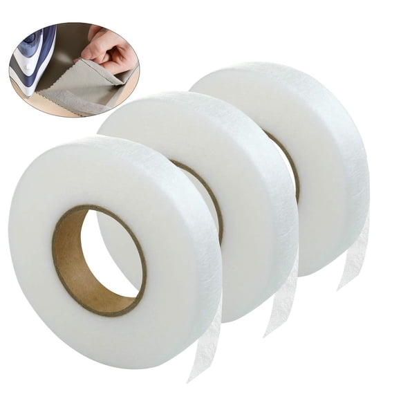 3 Rollos Cinta Adhesiva de Dobladillo 2cm x 70yarda para Ropa Tela Aplicaciones Permanentes Extrafuertes