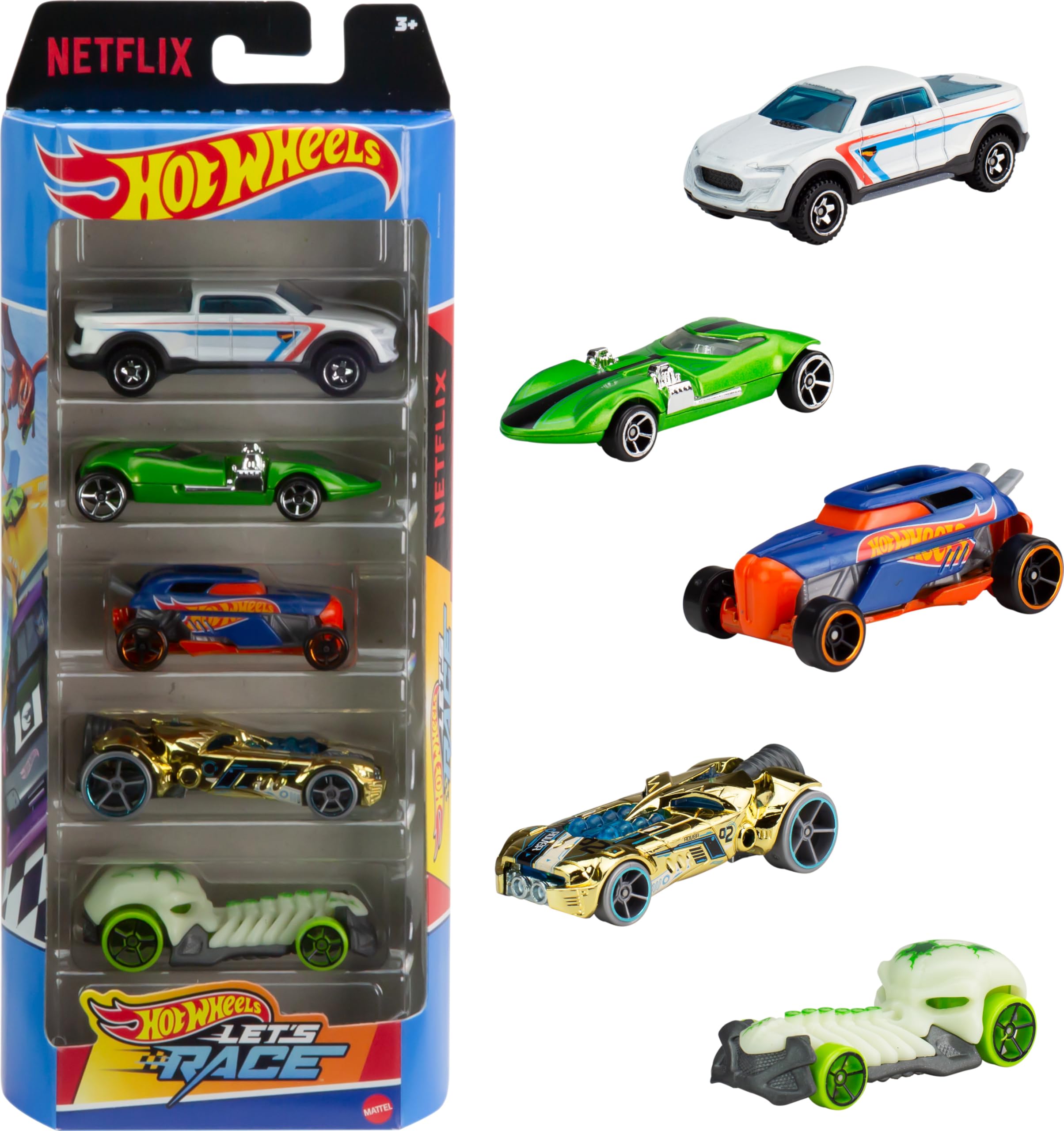 Toy Cars & Trucks, Paquete De 5 Unidades, Hot Wheels ¡Let'S Race! Netflix