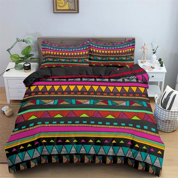Bohemian Bedding Set with Pillowcase Ethnic Style Duvet Cover Floral Comforter Covers Quilt