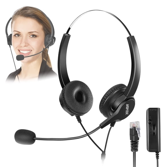 Auriculares AGPTEK con sistema manos libres para call center con cancelación de ruido