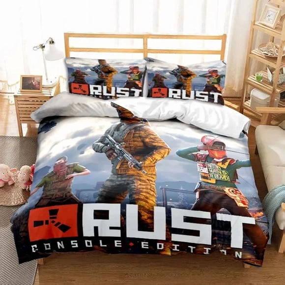 Rust Game Logo Printed Bedding Set Duvet Cover Bed Set Quilt Cover Pillowcase Comforter Boys Adult Bedding Set Bed Sheets