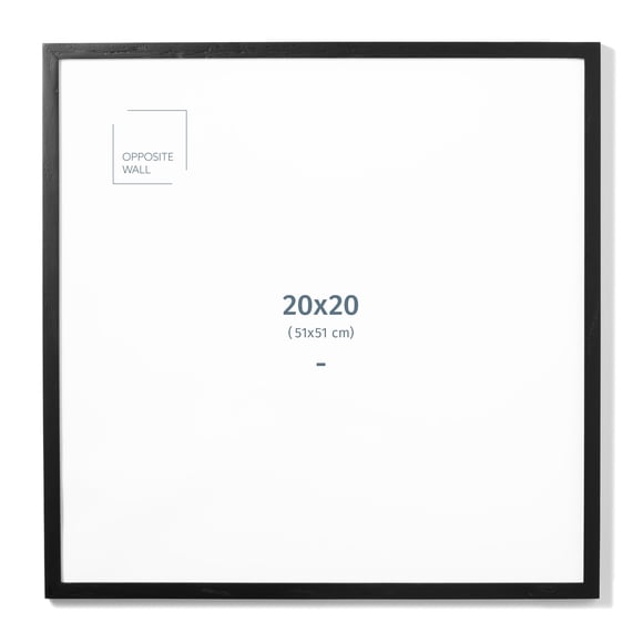 Marco de fotos de pared opuesta, madera maciza de roble negro, 51 x 51 cm