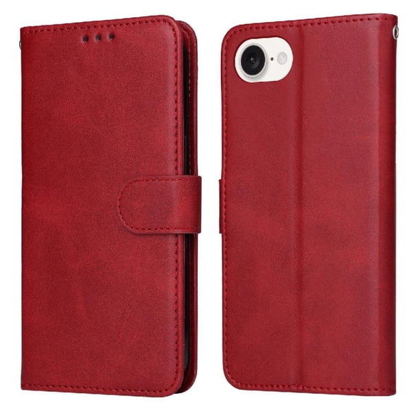 Funda Billetera para iPhone 16e con Porta Tarjetas y Soporte Ajustable Rojo
