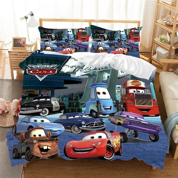 Card ventilated duvet cover pillowcase Cars Bedding Kit set, boy girl gifts, home room bedroom kids queen size double bed Bed Sheets