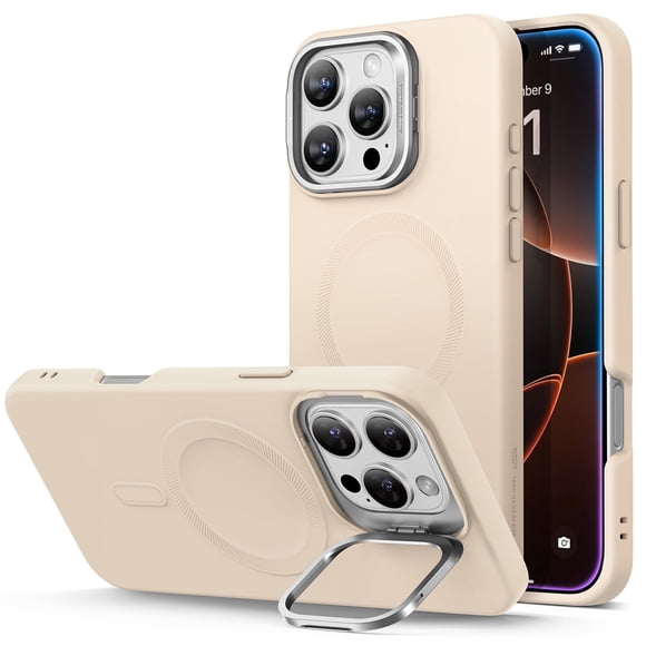 Funda de silicona ESR con soporte para iPhone 16 Pro Max Light Tan