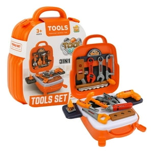 Fliperex - Set Maleta Maletin Infantil Maestro Carpintero Niños Juegos Naranja