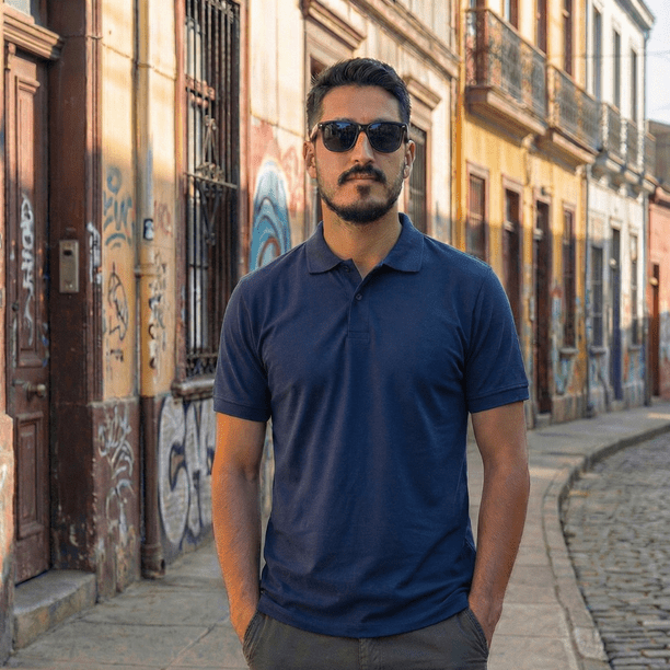 Polera Piqué Hombre Premium Dry Fresh Manga Corta 60/40 Azul
