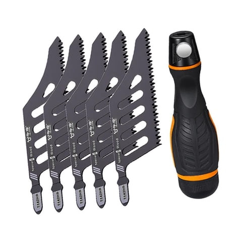 Magideal - Hojas De Sierra De Calar Con Mango, Hoja Curva Para Jardinería Doméstica Y Carpintería, 5 Hojas De Sierra