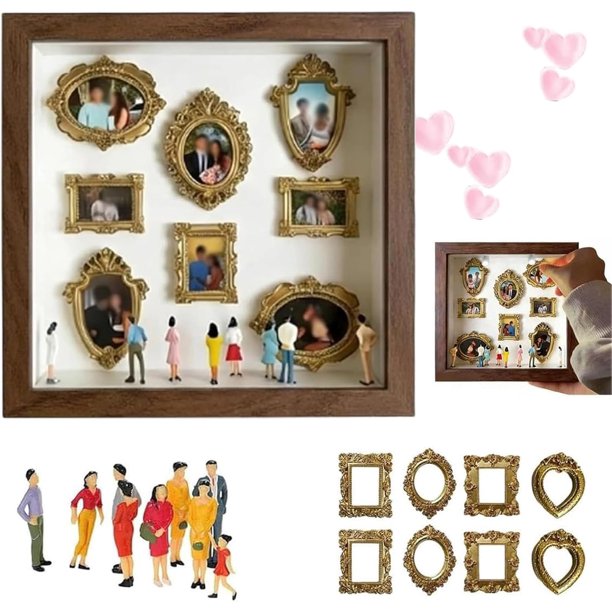 Set mini marcos fotos dorados museo nosotros caja silueta DIY 8 figuras 11 marcos