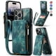 thumbnail image 1 of Wallet Case For IPhone 14/13/12/11 With RFID Blocking Leather Case With Card Holder & Kickstand, Zipper Strap Double Button Flip Shockproof Case, 1 of 3
