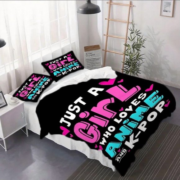 3pcs Duvet Cover Set for a Girl Who Loves Anime And K-POP - a Stylish Bedding Ensemble with Printed Bed Featuring a Soft And Comfortable Duvet Cover