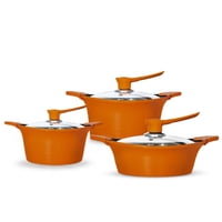Bateria Cocina Bohlier 6 Piezas Aluminio Fundido Naranja