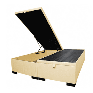 Mueblart - Base De Cama Baúl King Lino Café Con Mecanismo