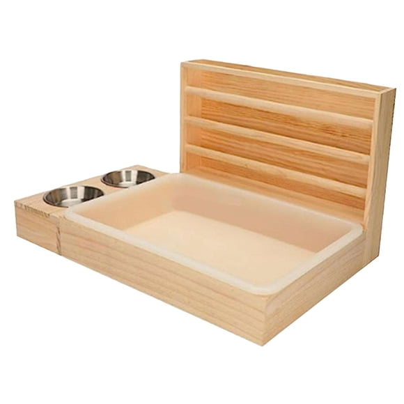Estación de alimentación de heno de madera con caja de arena para gatos, estación de alimentación, pesebre, heno al aire libre, suministros para masco