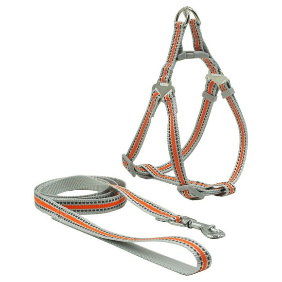 Arnés para Perro con correa Step Reflectante Naranjo M